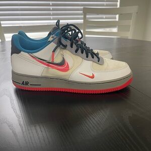 Nike Air Force 1 Low Cream with Red and Blue Accents